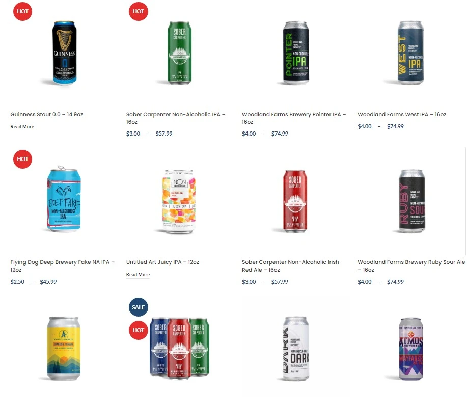 alcohol-free beer selection