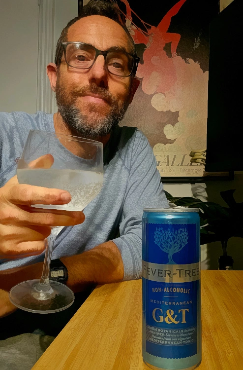 drinking Fever Tree GnT