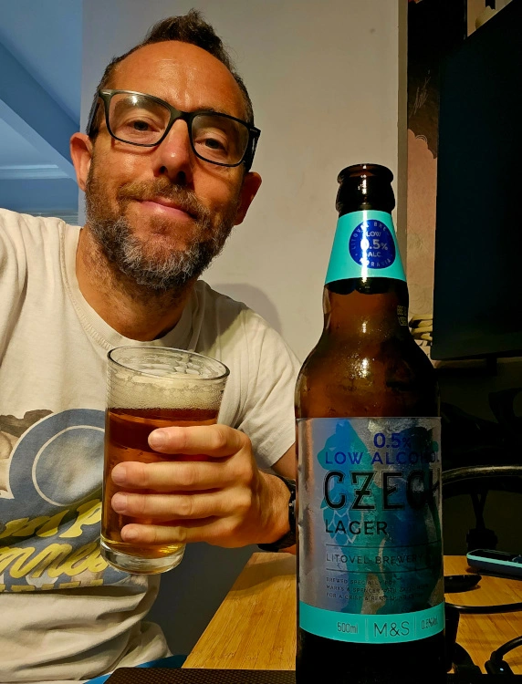 drinking m&s alcohol-free lager