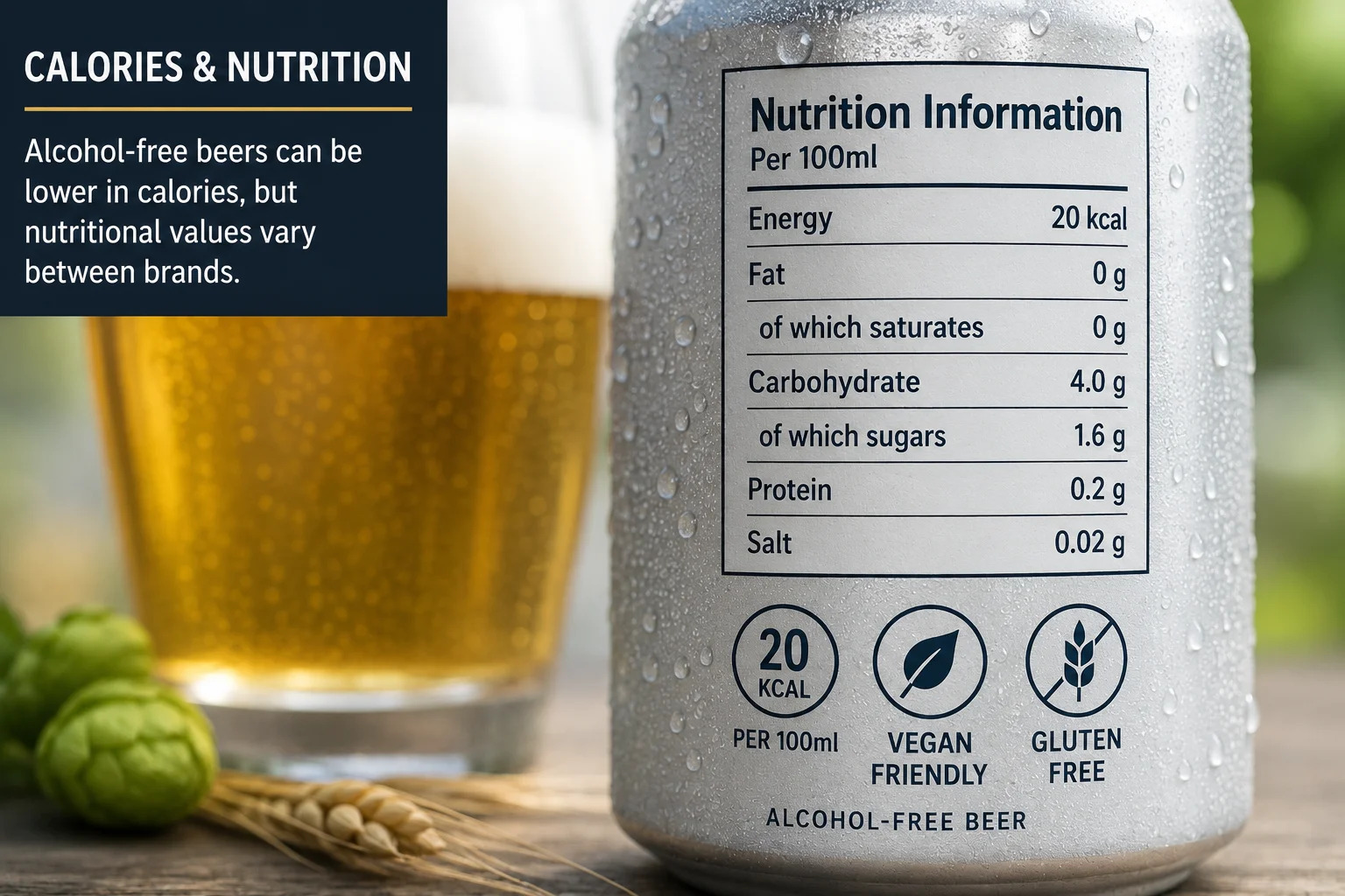 Choosing an alcohol-free drink and comparing nutrition and calories